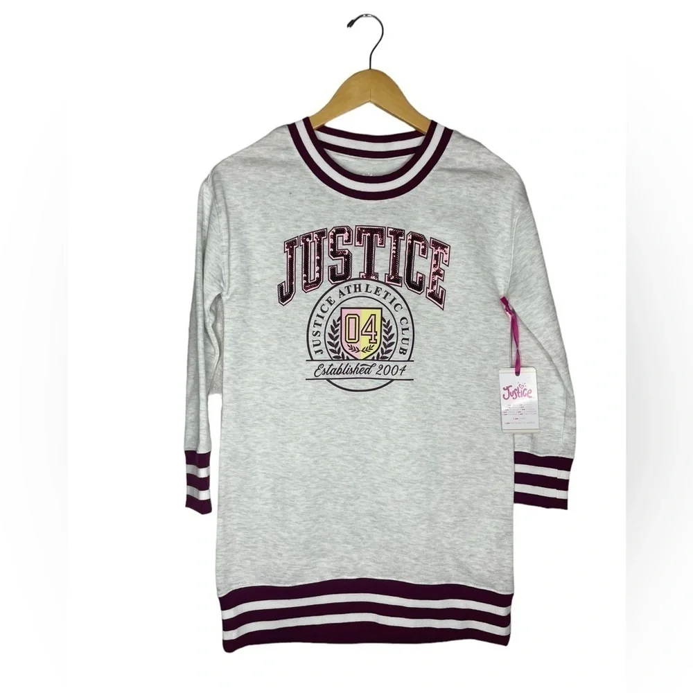 New With Tags Justice Sweatshirt Dress Girls Size 10